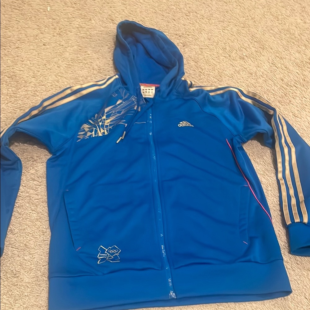 Adidas Blue Zip-Up Hoodie
